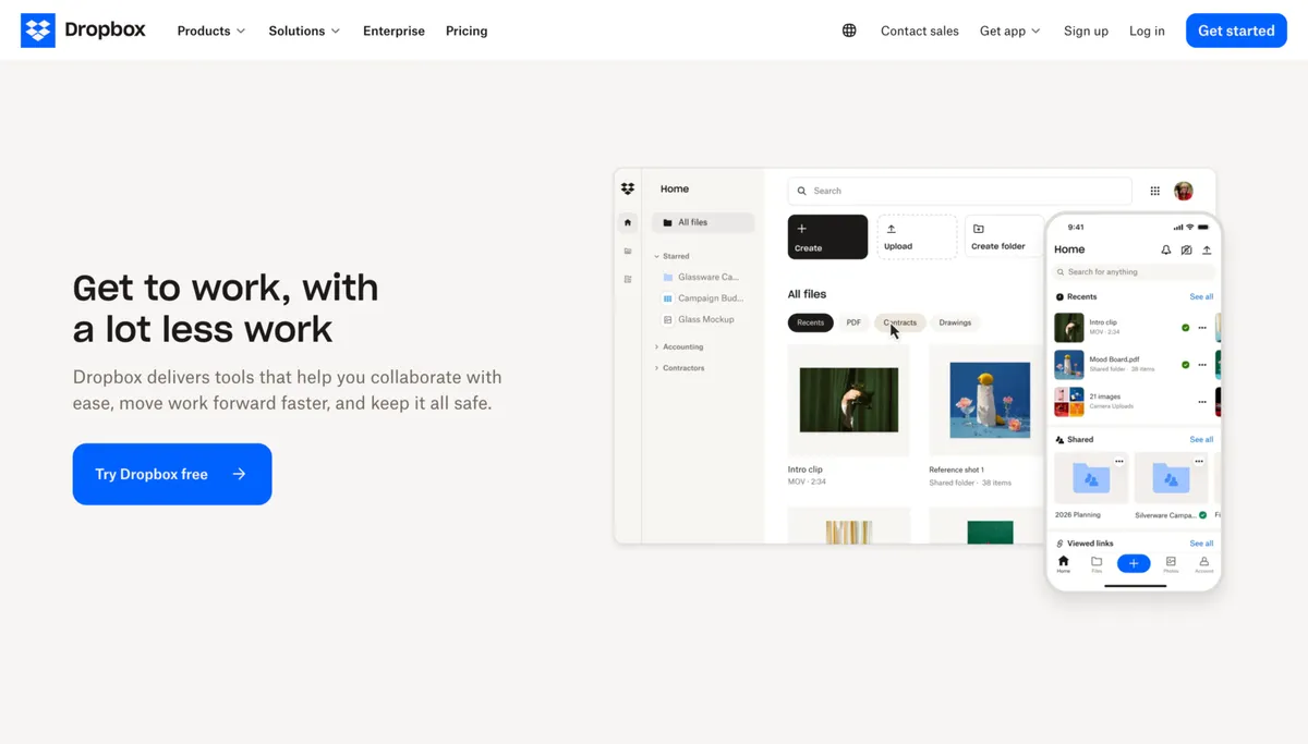 Dropbox interface